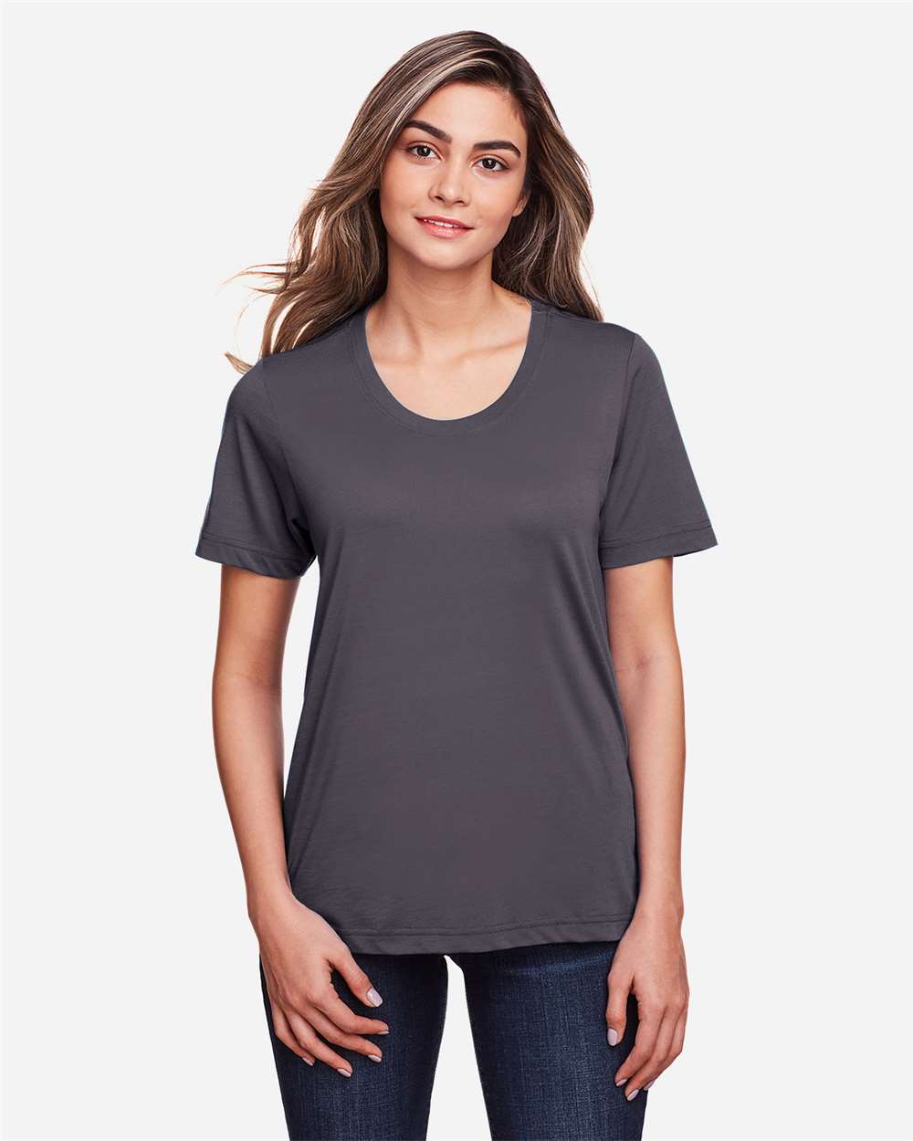 Women's Fusion ChromaSoft™ Performance T-Shirt - OnModelFront - B273A7582 - Carbon