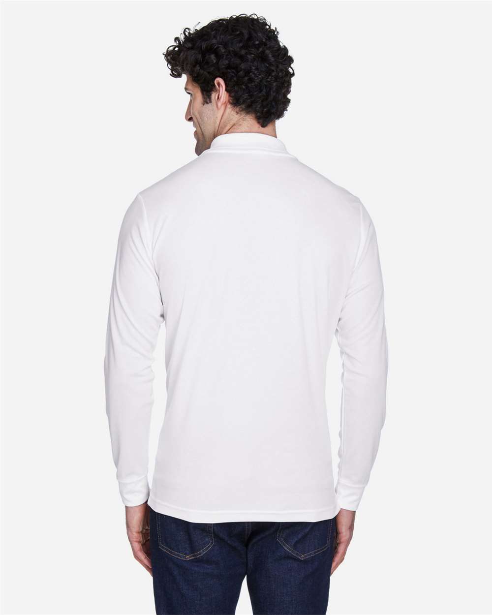 Men's Pinnacle Performance Long Sleeve Piqué Polo - OnModelBack - B237A7003 - White
