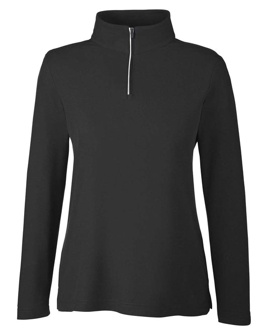 Women's Fusion ChromaSoft™ Pique Quarter-Zip Pullover - Front - B287A7502 - Black