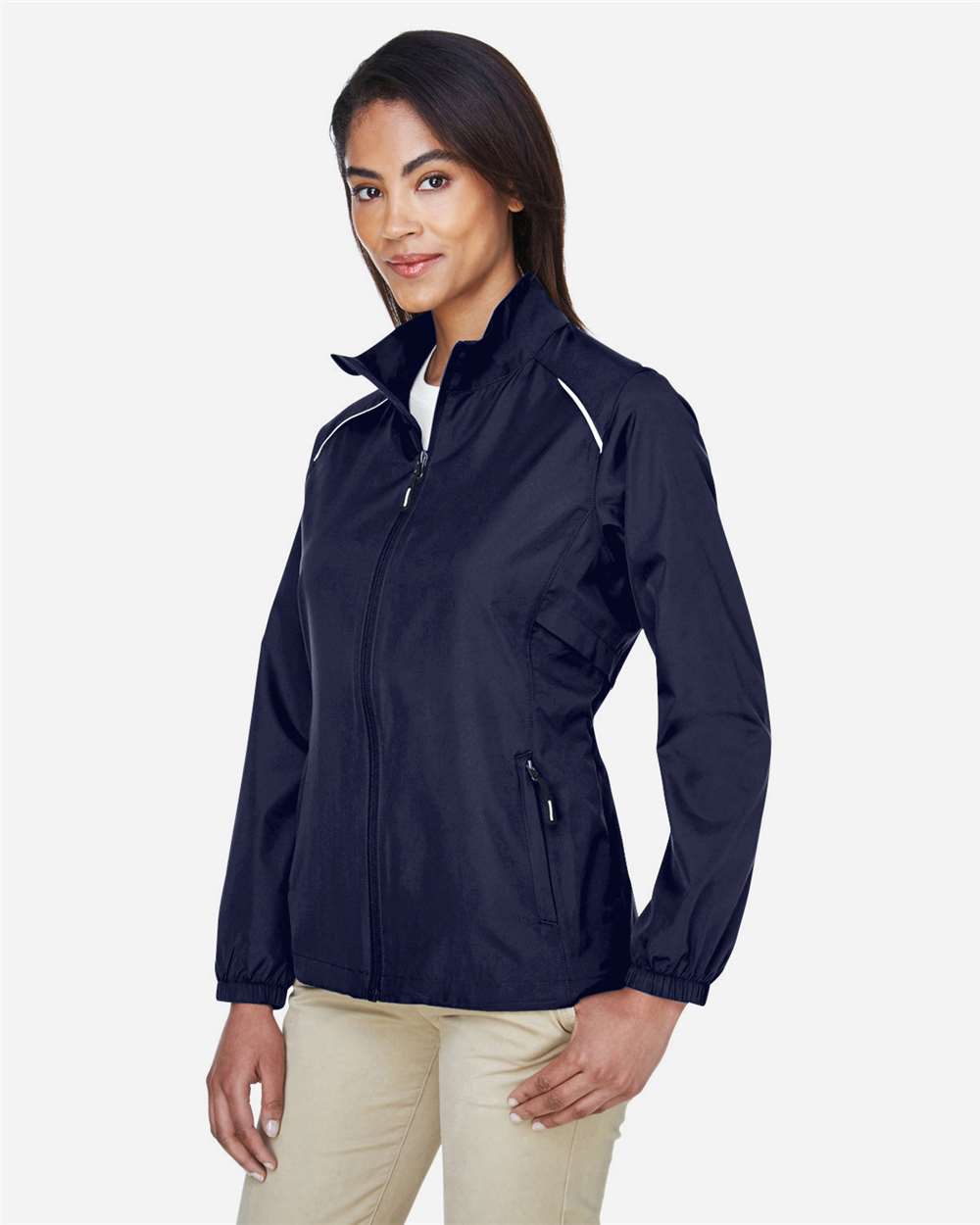 Women's Techno Lite Motivate Unlined Lightweight Jacket - OnModelSide - B209A7652 - Classic Navy