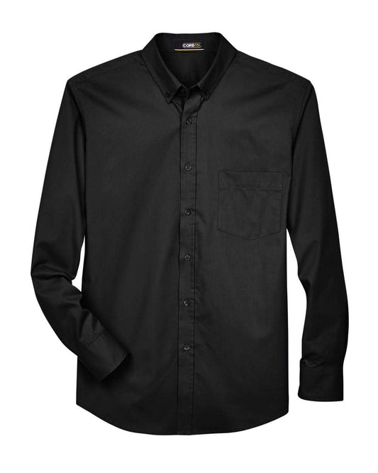 Men's Operate Twill Dress Shirt - Front - B240A7503 - Black