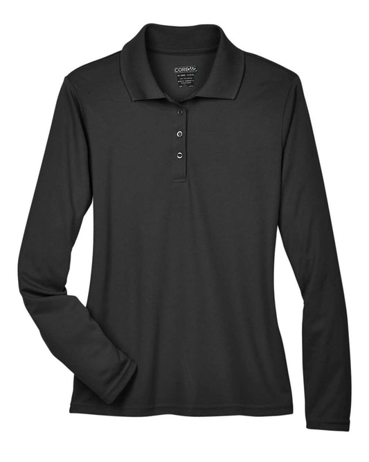 Women's Pinnacle Performance Long Sleeve Piqué Polo - Front - B215A7502 - Black