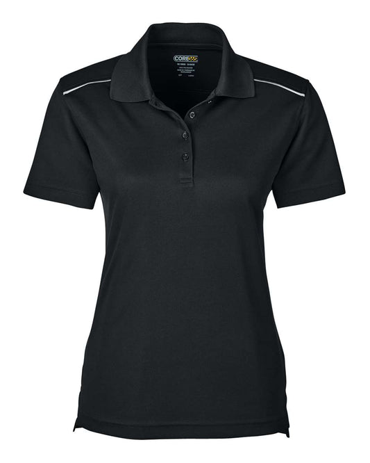 Women's Radiant Performance Piqué Polo with Reflective Piping - Front - B207A7502 - Black