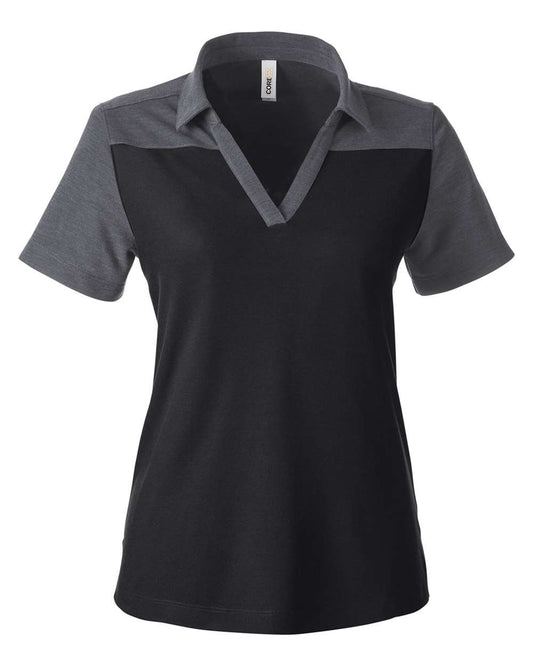 Women's Fusion ChromaSoft™ Colorblock Polo - Front - B277A7502 - Black/ Carbon Heather