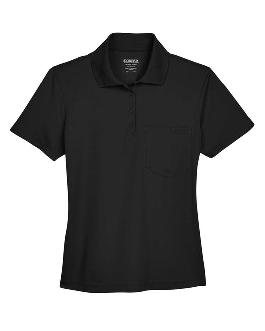 Women's Origin Performance Piqué Polo with Pocket - Front - B206A7502 - Black