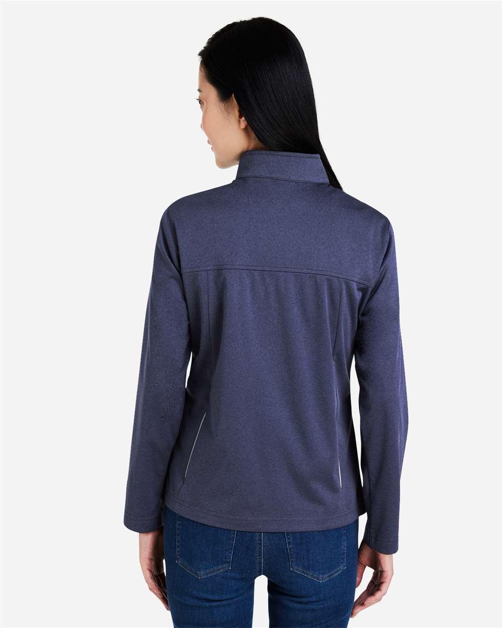 Women's Techno Lite Three-Layer Knit Tech-Shell - OnModelBack - B304A7112 - Classic Navy Heather