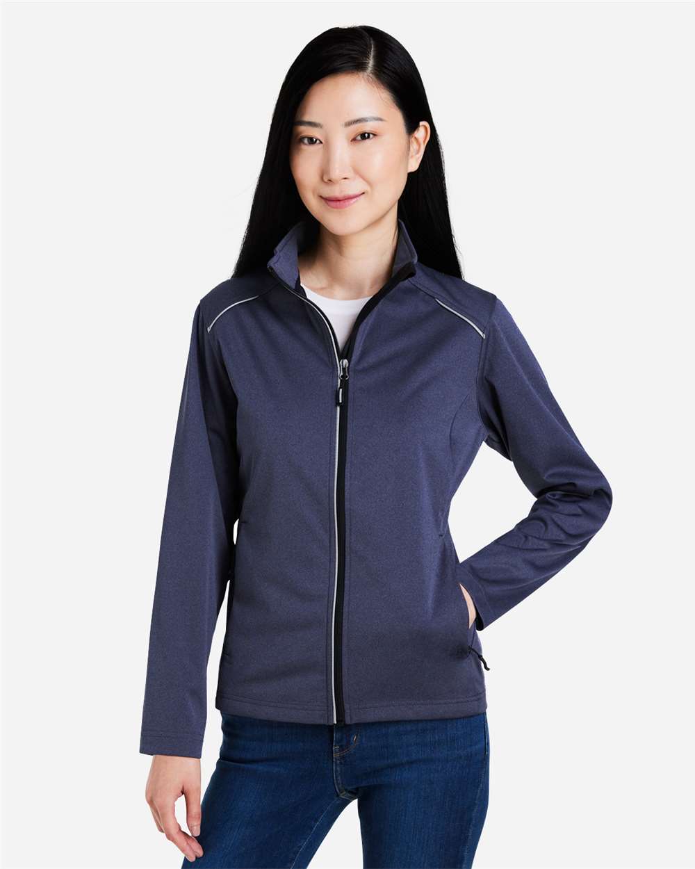 Women's Techno Lite Three-Layer Knit Tech-Shell - OnModelFront - B304A7112 - Classic Navy Heather