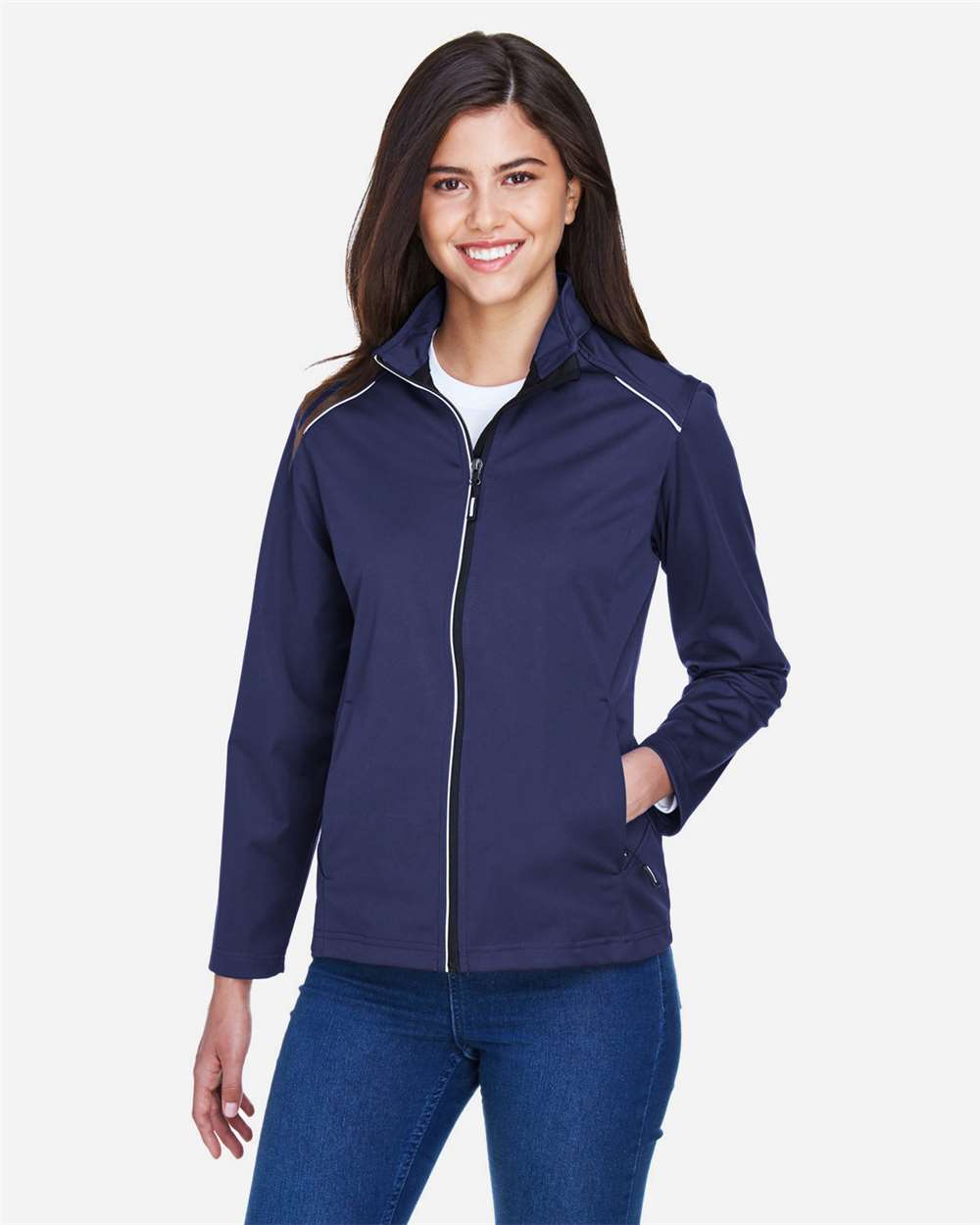 Women's Techno Lite Three-Layer Knit Tech-Shell - OnModelFront - B304A7652 - Classic Navy
