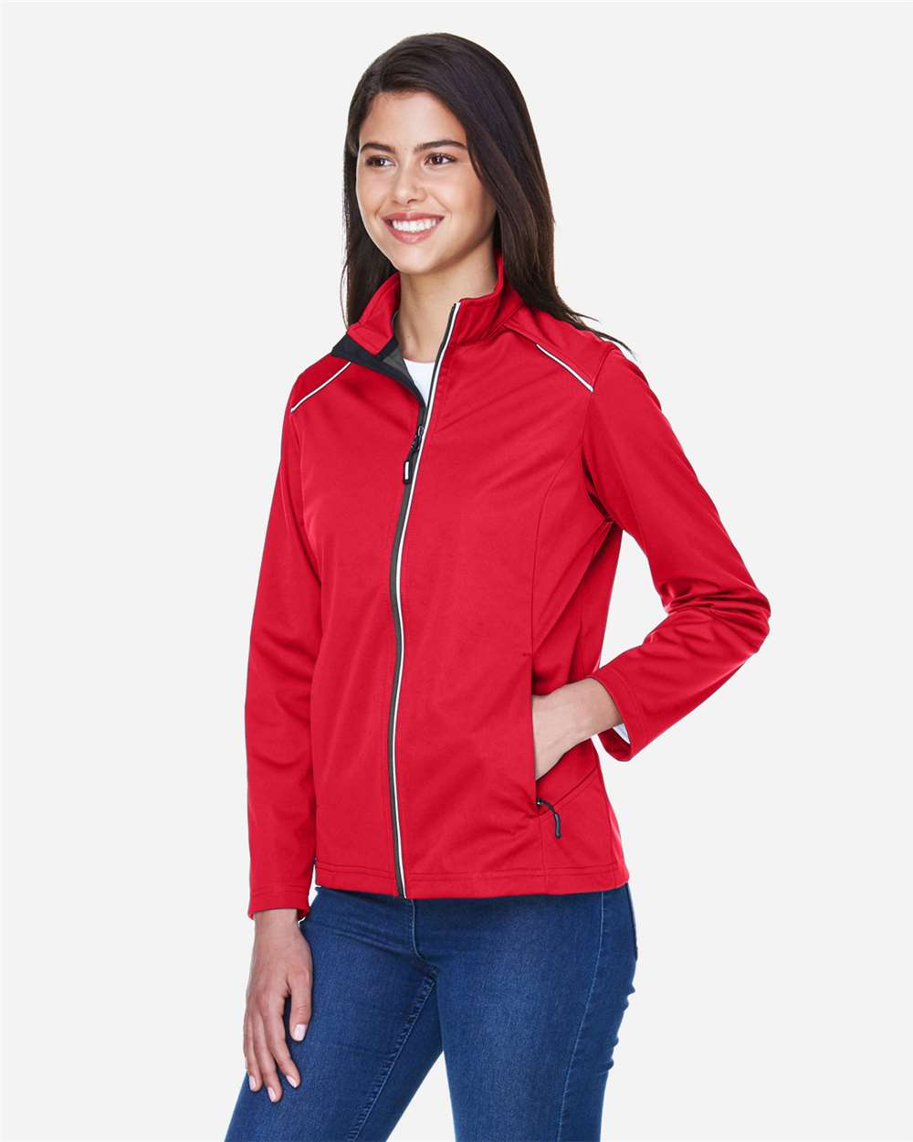 Women's Techno Lite Three-Layer Knit Tech-Shell - OnModelSide - B304A7702 - Classic Red