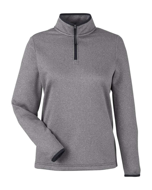 Women's Venture Heathered Stripe Quarter-Zip Pullover - Front - B318A7502 - Black/ White