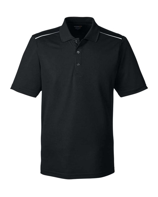 Men's Radiant Performance Piqué Polo with Reflective Piping - Front - B223A7503 - Black