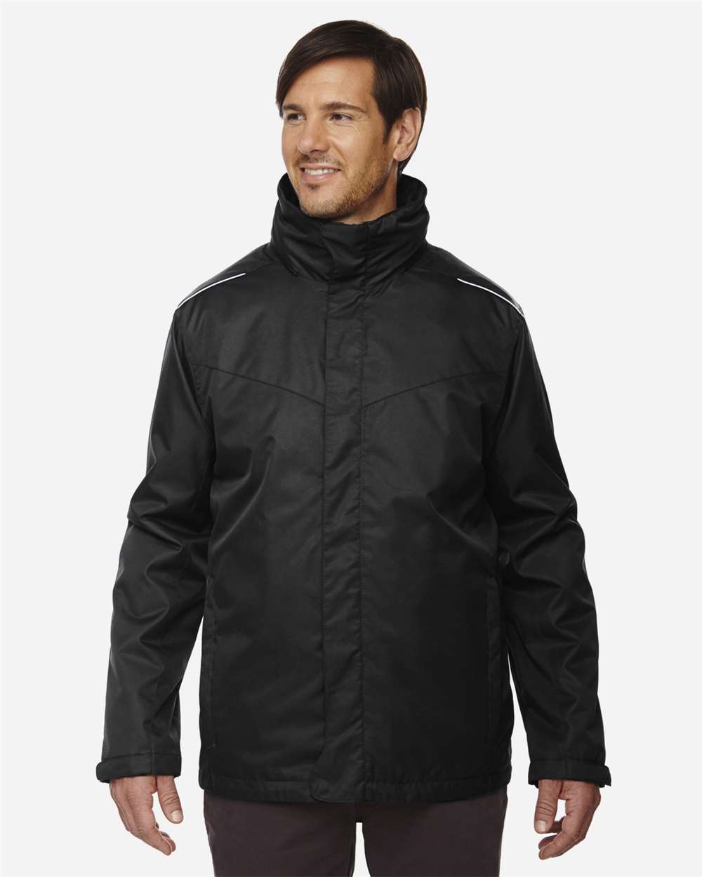 Men's Tall Region 3-in-1 Jacket with Fleece Liner - OnModelFront - B245A7505 - Black