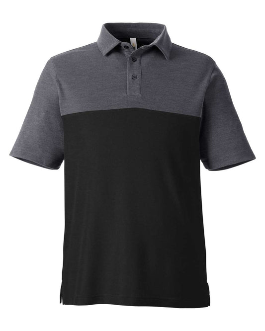 Men's Fusion ChromaSoft™ Colorblock Polo - Front - B276A7503 - Black/ Carbon Heather