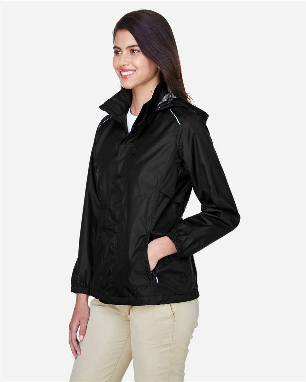 Women's Climate Seam-Sealed Lightweight Variegated Ripstop Jacket - OnModelSide - B211A7502 - Black