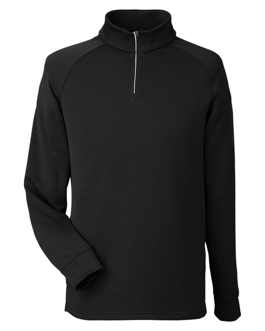 Unisex Fusion ChromaSoft™ Fleece Quarter-Zip Pullover - Front - B322A7502 - Black