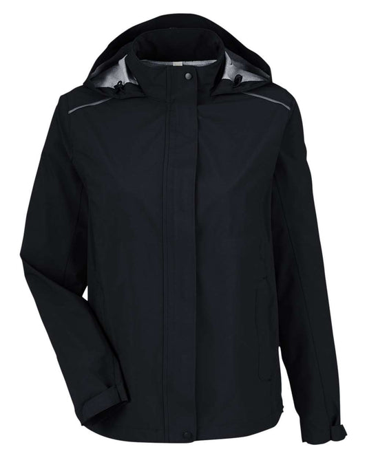 Women's Packable Rain Jacket - Front - B309A7502 - Black