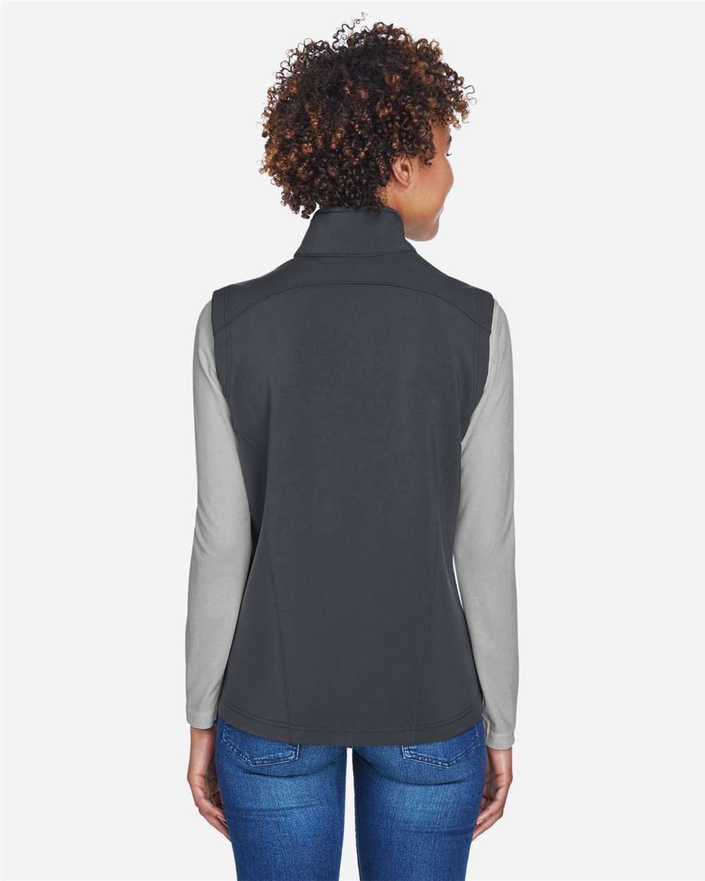 Women's Cruise Two-Layer Fleece Bonded Soft Shell Vest - OnModelBack - B298A7582 - Carbon