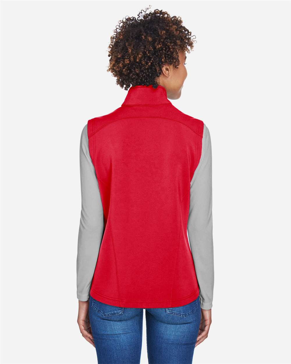 Women's Cruise Two-Layer Fleece Bonded Soft Shell Vest - OnModelBack - B298A7702 - Classic Red