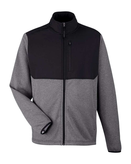 Men's Venture Heathered Stripe Hybrid Jacket - Front - B319A7503 - Black/ White
