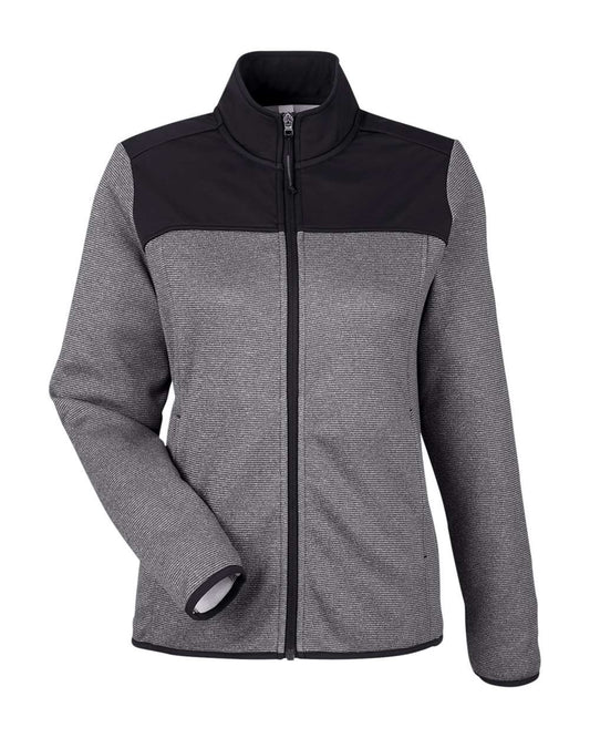 Women's Venture Heathered Stripe Hybrid Jacket - Front - B320A7502 - Black/ White