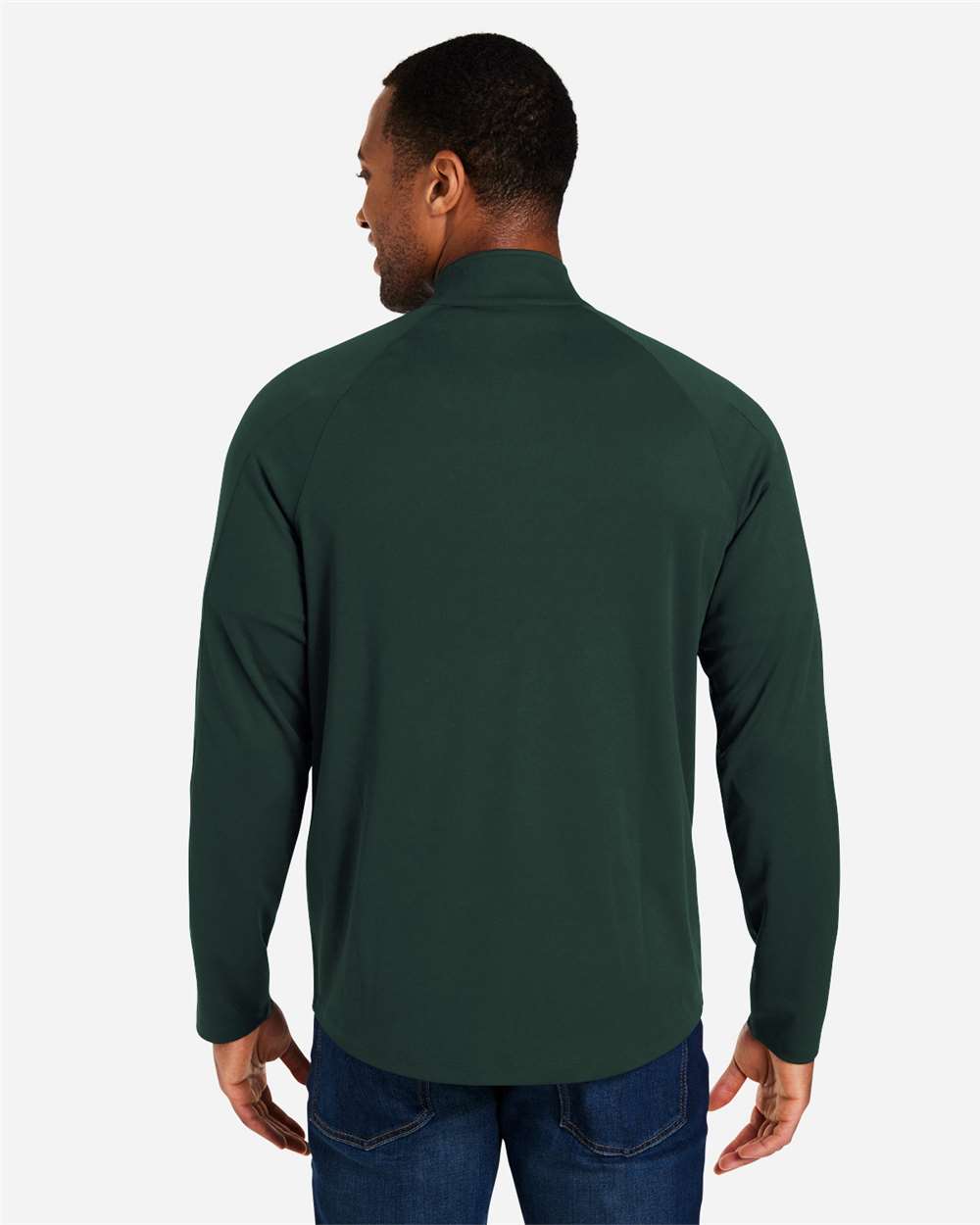 Men's Origin Performance Pique Quarter-Zip Pullover - OnModelBack - B288A7543 - Forest/ Carbon