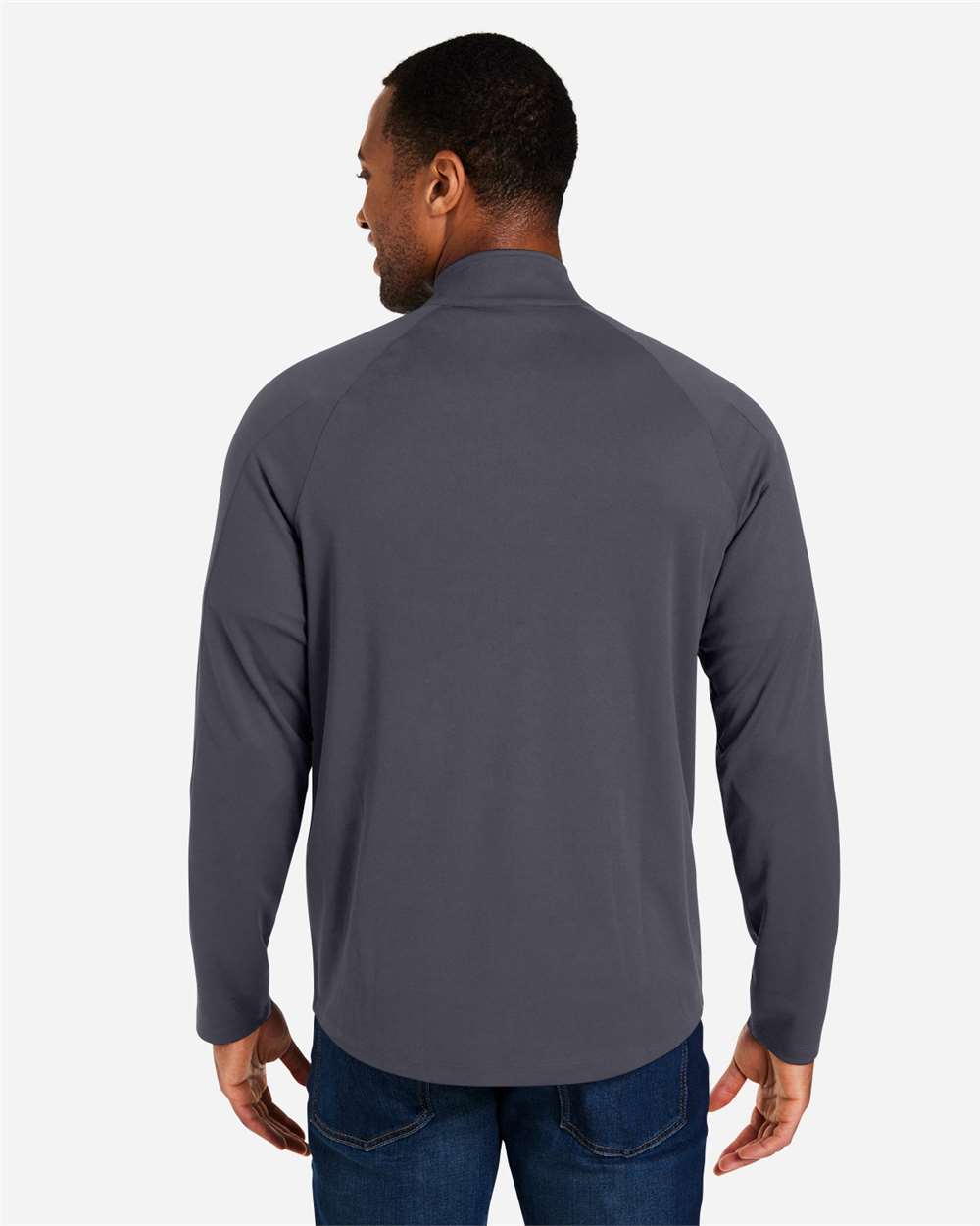 Men's Origin Performance Pique Quarter-Zip Pullover - OnModelBack - B288A7583 - Carbon/ Black