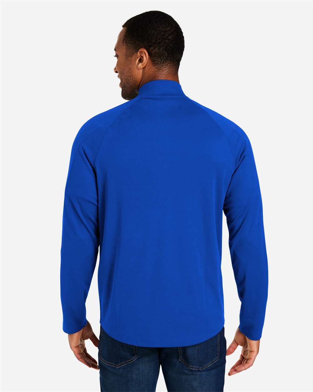 Men's Origin Performance Pique Quarter-Zip Pullover - OnModelBack - B288A7753 - True Royal/ Carbon