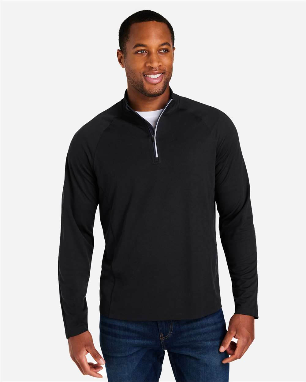 Men's Origin Performance Pique Quarter-Zip Pullover - OnModelFront - B288A7503 - Black/ Carbon
