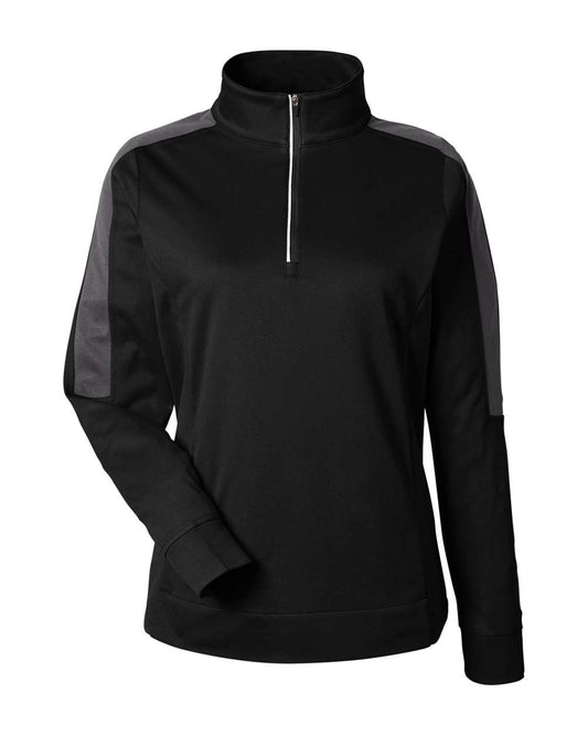 Women's Market Snag Protect Mesh Colorblock Quarter-Zip Pullover - Front - B285A7502 - Black/ Carbon