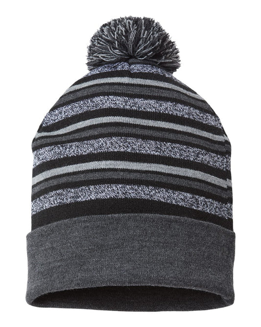 USA-Made Striped Beanie - Front - B91795500 - Black
