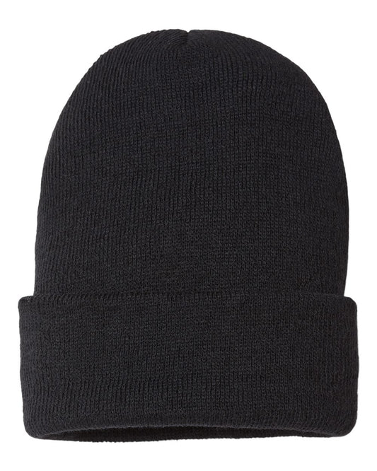 USA-Made Sustainable Cuffed Beanie - Front - B03395500 - Black