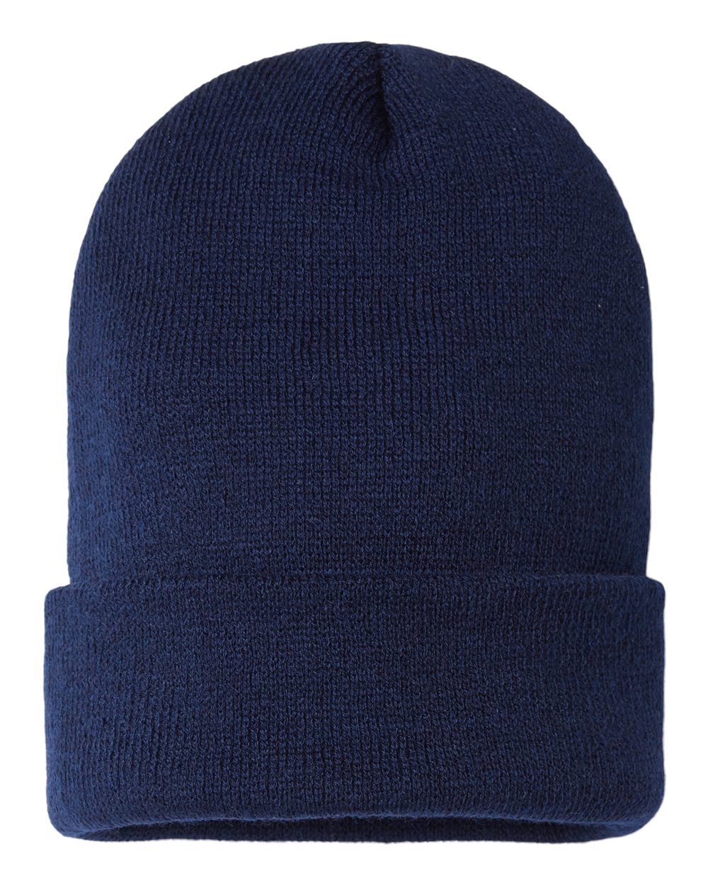 USA-Made Sustainable Cuffed Beanie - Front - B03395650 - Navy