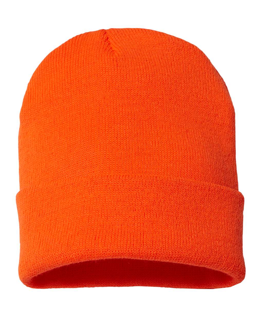 USA-Made 12" Cuffed Beanie - Front - B01595660 - Neon Blaze Orange