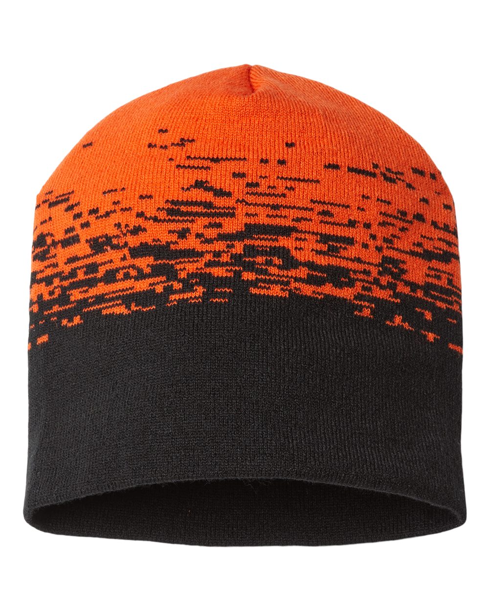 USA-Made Static Beanie - Front - B46995510 - Black/ Deep Orange