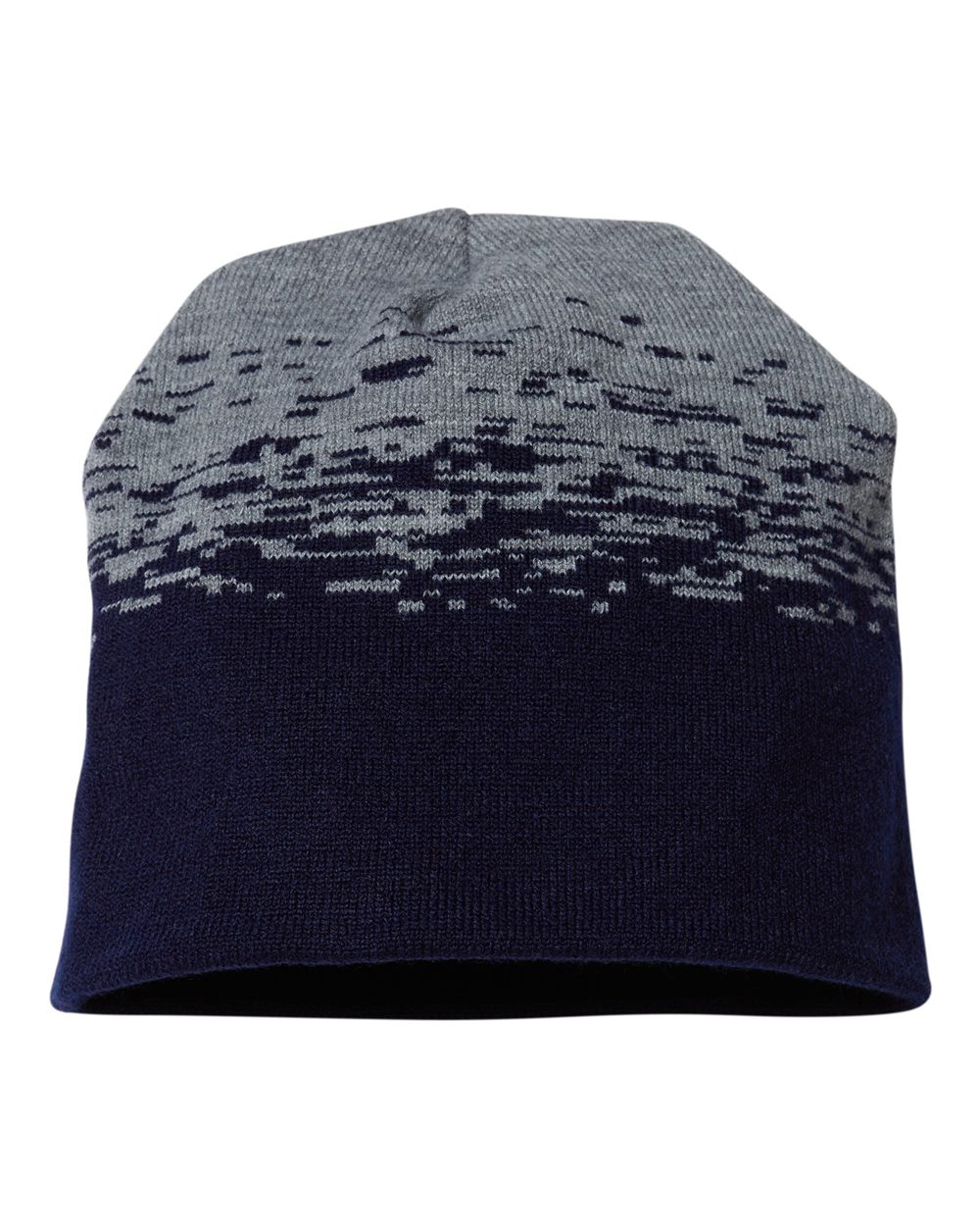 USA-Made Static Beanie - Front - B46995650 - True Navy/ Heather Grey