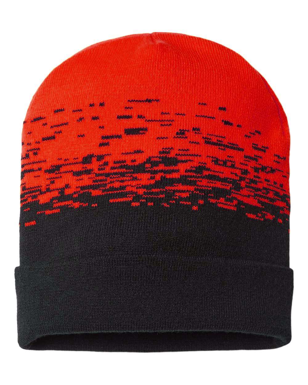 USA-Made Static Cuffed Beanie - Front - B51495100 - Black/ True Red