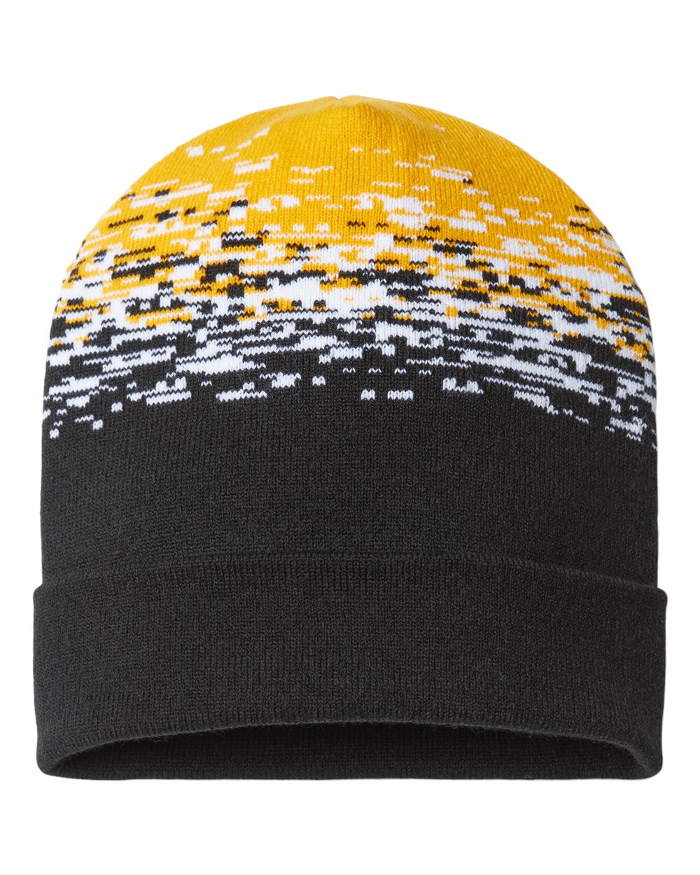USA-Made Static Cuffed Beanie - Front - B51495440 - Black/ White/ Gold