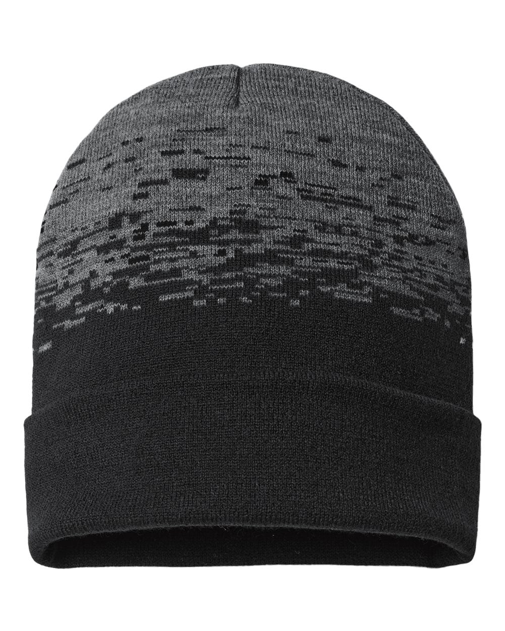 USA-Made Static Cuffed Beanie - Front - B51495500 - Black/ Dark Heather Grey