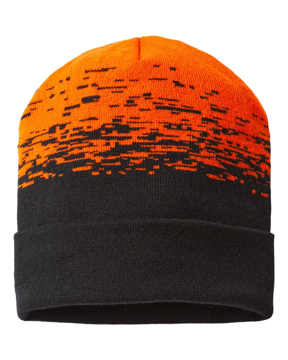 USA-Made Static Cuffed Beanie - Front - B51495510 - Black/ Deep Orange