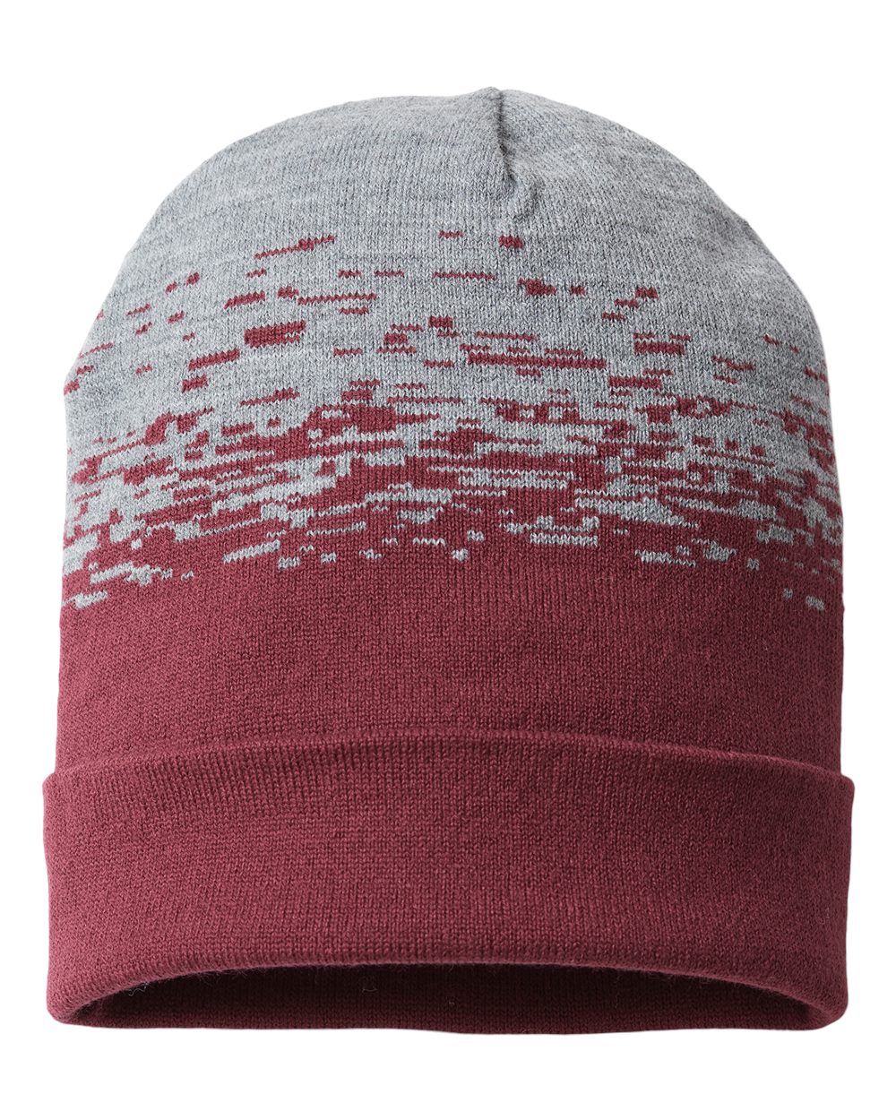 USA-Made Static Cuffed Beanie - Front - B51495530 - Maroon/ Heather