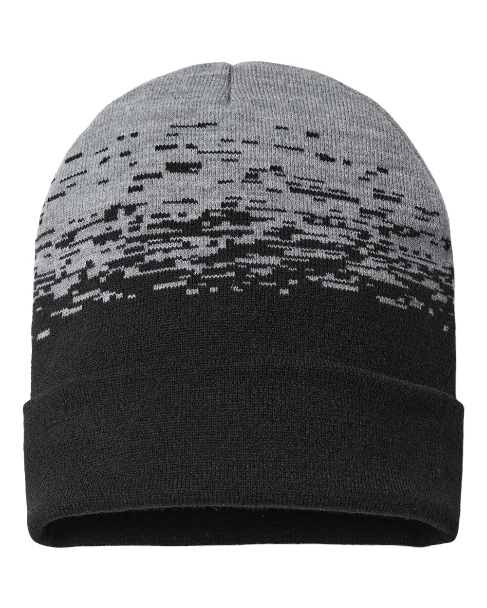 USA-Made Static Cuffed Beanie - Front - B51495590 - Black/ Heather