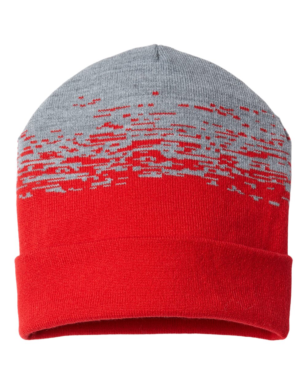 USA-Made Static Cuffed Beanie - Front - B51495700 - True Red/ Heather