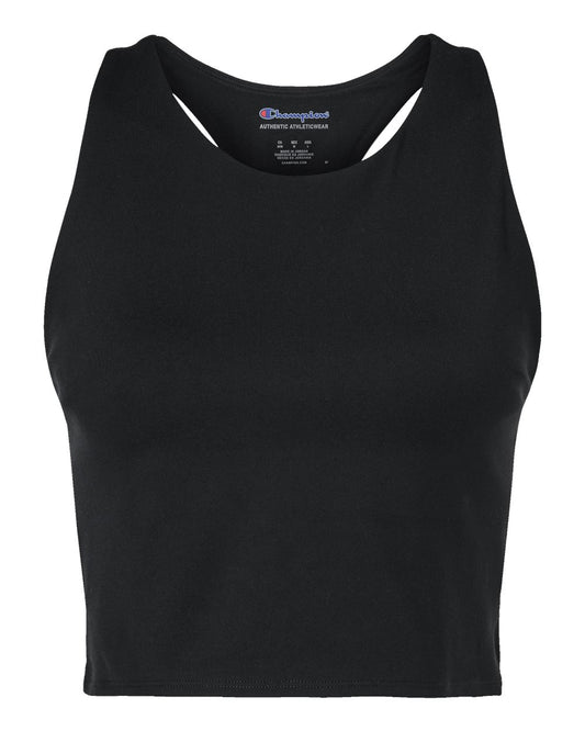 Women's Crop Racerback Tank Top - Front - B03284506 - Black