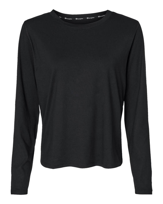 Women's Sport Soft Touch Long Sleeve T-Shirt - Front - B03584503 - Black