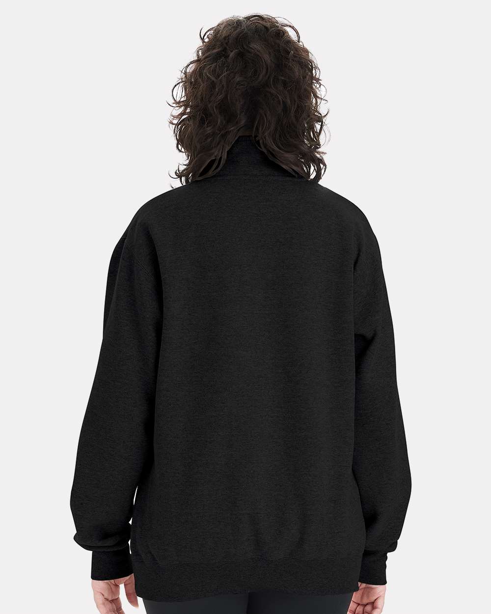 Unisex Powerblend® Quarter-Zip Pullover - OnModelBack - B04984503 - Black