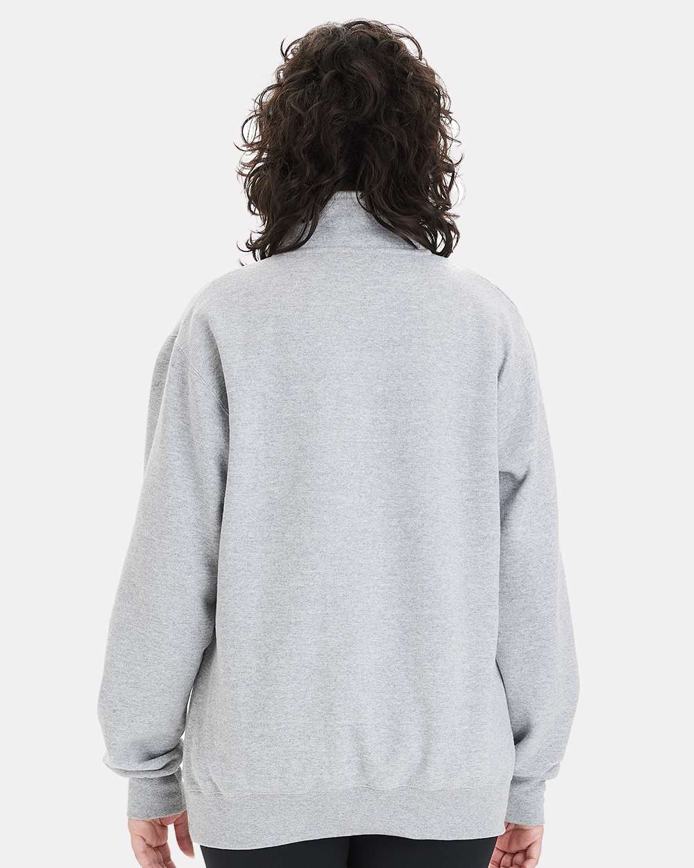 Unisex Powerblend® Quarter-Zip Pullover - OnModelBack - B04984583 - Light Steel