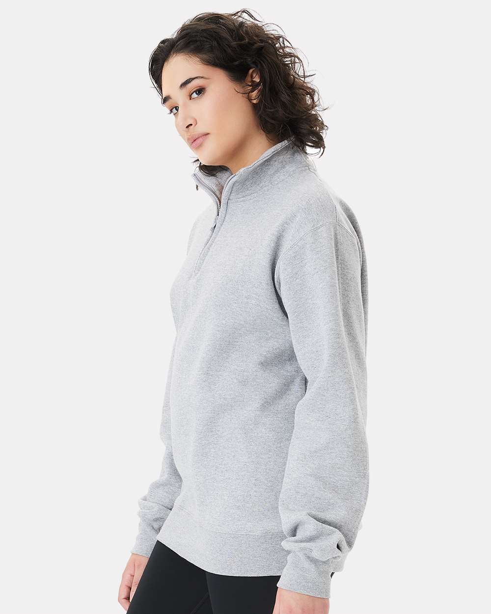 Unisex Powerblend® Quarter-Zip Pullover - OnModelSide - B04984583 - Light Steel