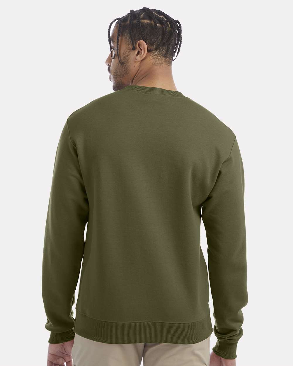 Men's Powerblend® Crewneck Sweatshirt - OnModelBack - B21284683 - Fresh Olive