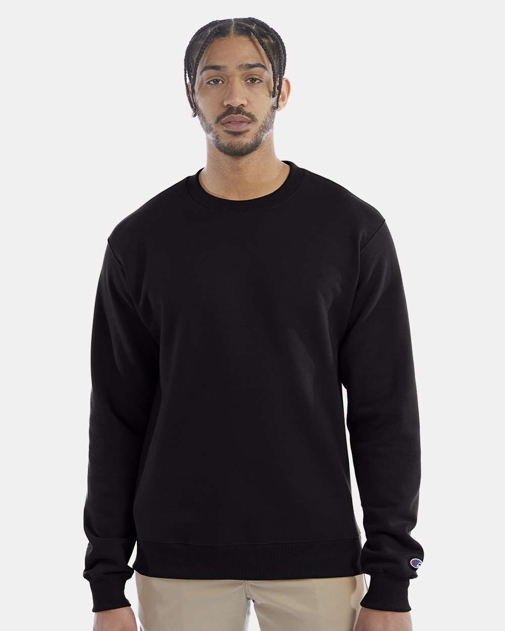 Men's Powerblend® Crewneck Sweatshirt - OnModelFront - B21284503 - Black