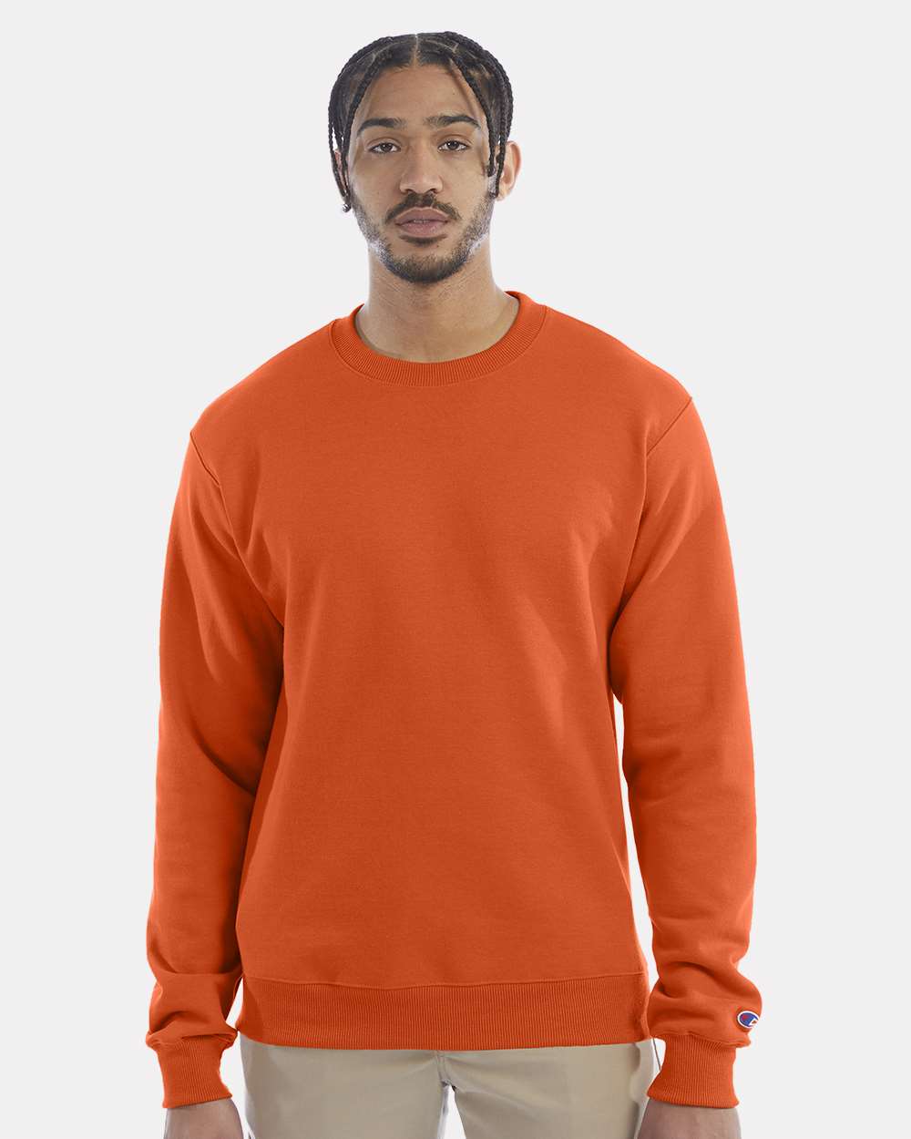 Men's Powerblend® Crewneck Sweatshirt - OnModelFront - B21284663 - Orange